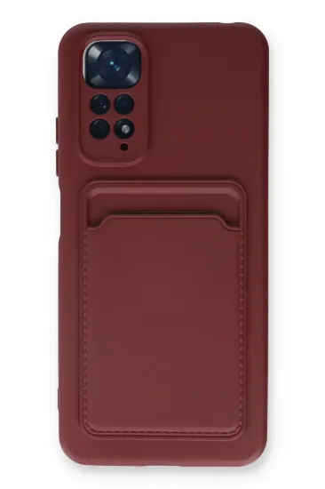 Newface Xiaomi Redmi Note 11S Kılıf Kelvin Kartvizitli Silikon - Bordo resmi