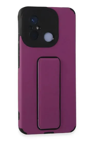 Newface Xiaomi Redmi 12C Kılıf Mega Standlı Silikon - Mor resmi
