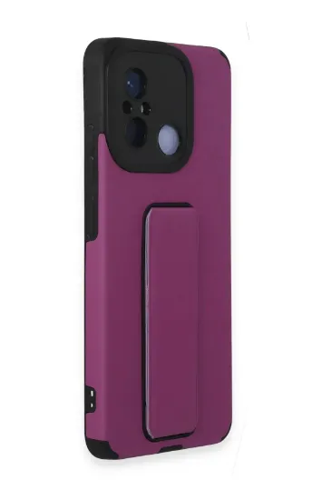 Newface Xiaomi Redmi 12C Kılıf Mega Standlı Silikon - Mor resmi