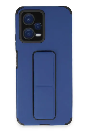 Newface Xiaomi Poco X5 5G Kılıf Mega Standlı Silikon - Mavi resmi