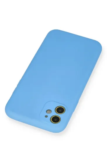 Newface iPhone 11 Kılıf Nano içi Kadife Silikon - Mavi resmi