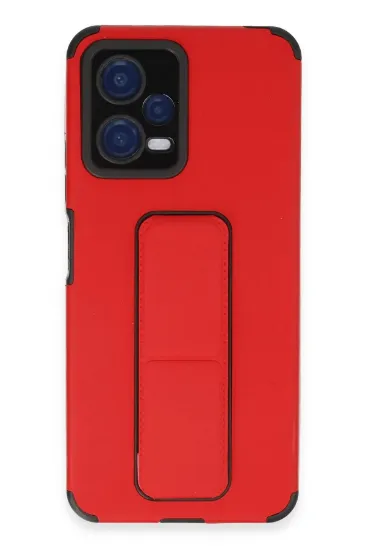Newface Xiaomi Poco X5 5G Kılıf Mega Standlı Silikon - Kırmızı resmi