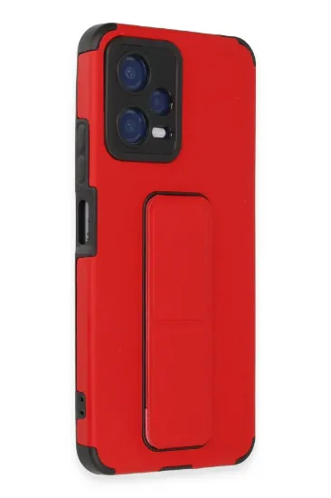 Newface Xiaomi Poco X5 5G Kılıf Mega Standlı Silikon - Kırmızı resmi