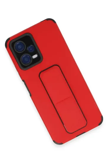 Newface Xiaomi Poco X5 5G Kılıf Mega Standlı Silikon - Kırmızı resmi