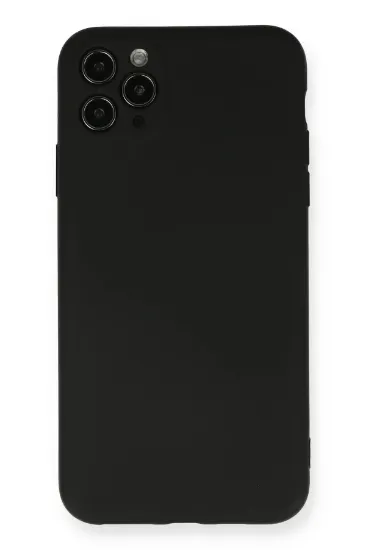 Newface iPhone 11 Pro Max Kılıf Nano içi Kadife Silikon - Siyah resmi