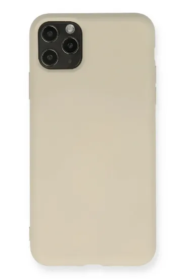 Newface iPhone 11 Pro Max Kılıf Nano içi Kadife Silikon - Bej resmi