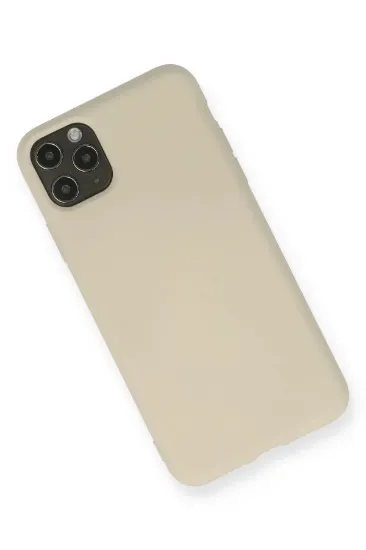 Newface iPhone 11 Pro Max Kılıf Nano içi Kadife Silikon - Bej resmi