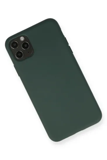 Newface iPhone 11 Pro Max Kılıf Nano içi Kadife Silikon - Koyu Yeşil resmi