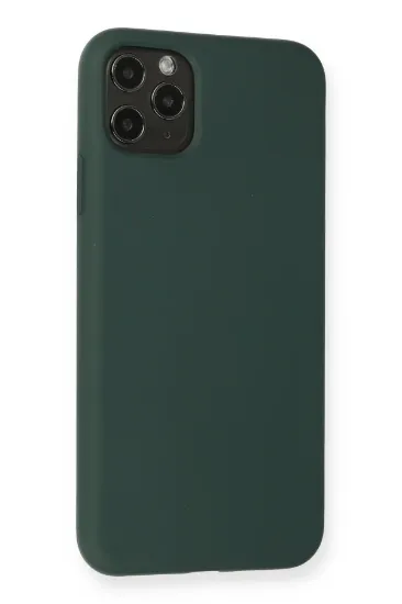 Newface iPhone 11 Pro Max Kılıf Nano içi Kadife Silikon - Koyu Yeşil resmi