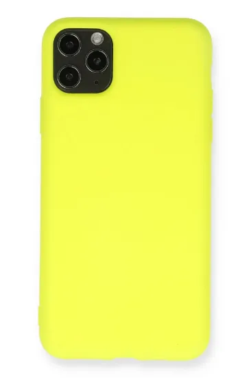 Newface iPhone 11 Pro Max Kılıf Nano içi Kadife Silikon - Sarı resmi