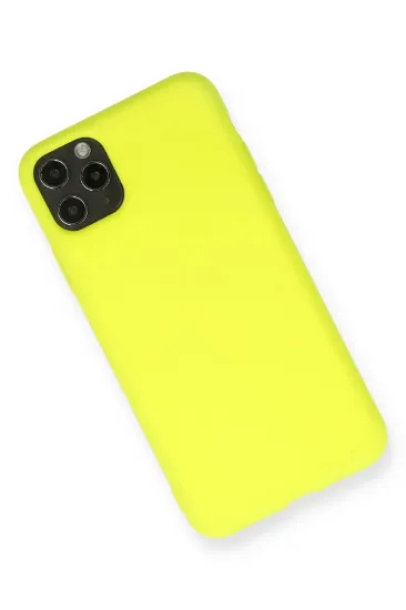 Newface iPhone 11 Pro Max Kılıf Nano içi Kadife Silikon - Sarı resmi