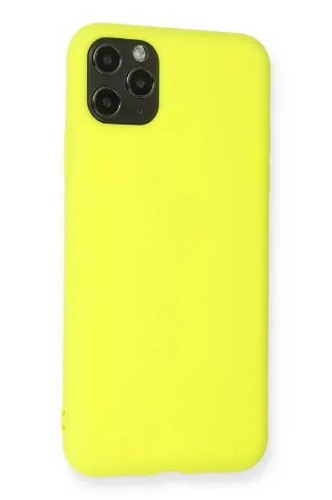 Newface iPhone 11 Pro Max Kılıf Nano içi Kadife Silikon - Sarı resmi
