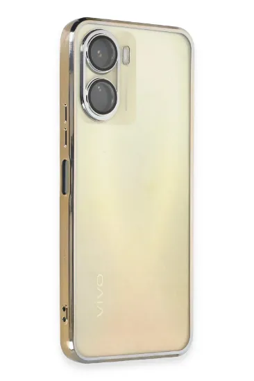Newface Vivo Y16 Kılıf Razer Lensli Silikon - Gold resmi