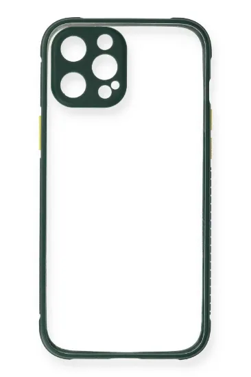 Newface iPhone 12 Pro Max Kılıf Miami Şeffaf Silikon - Koyu Yeşil resmi