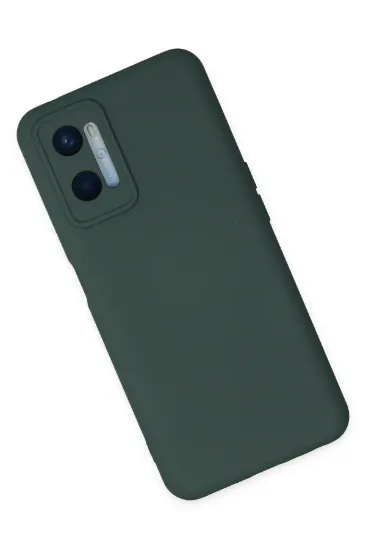 Newface Oppo A96 Kılıf Nano içi Kadife Silikon - Koyu Yeşil resmi