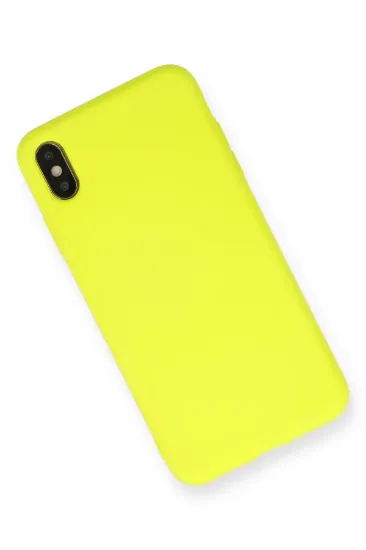 Newface iPhone X Kılıf Nano içi Kadife Silikon - Sarı resmi