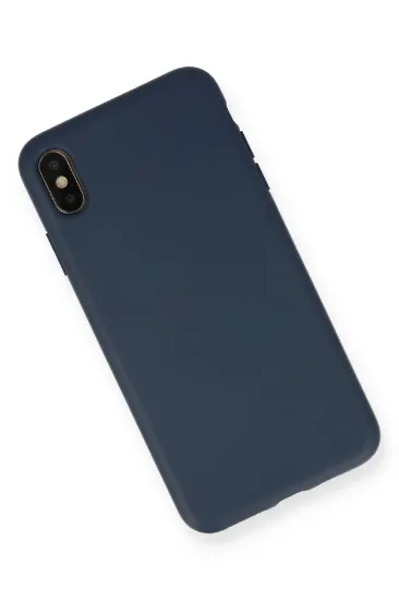 Newface iPhone XS Max Kılıf Nano içi Kadife Silikon - Lacivert resmi
