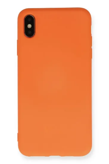 Newface iPhone XS Max Kılıf Nano içi Kadife Silikon - Turuncu resmi