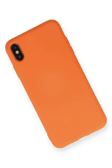 Newface iPhone XS Max Kılıf Nano içi Kadife Silikon - Turuncu resmi