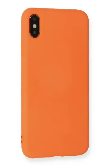 Newface iPhone XS Max Kılıf Nano içi Kadife Silikon - Turuncu resmi