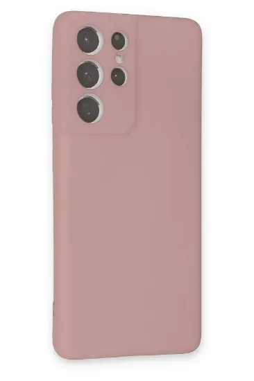 Newface Samsung Galaxy S21 Ultra Kılıf Nano içi Kadife Silikon - Pudra resmi