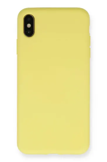 Newface iPhone XS Max Kılıf Nano içi Kadife Silikon - Mat Sarı resmi