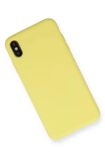 Newface iPhone XS Max Kılıf Nano içi Kadife Silikon - Mat Sarı resmi