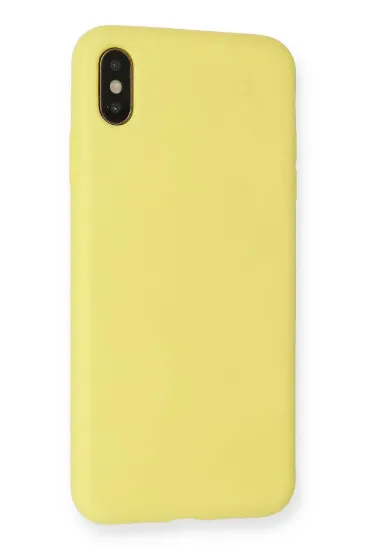 Newface iPhone XS Max Kılıf Nano içi Kadife Silikon - Mat Sarı resmi