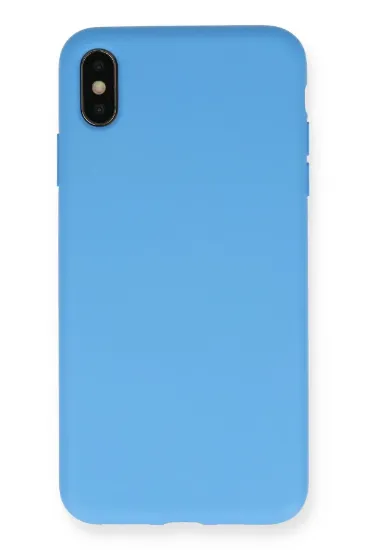 Newface iPhone XS Max Kılıf Nano içi Kadife Silikon - Mavi resmi