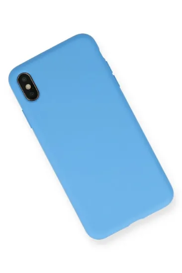 Newface iPhone XS Max Kılıf Nano içi Kadife Silikon - Mavi resmi