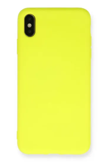 Newface iPhone XS Max Kılıf Nano içi Kadife Silikon - Sarı resmi