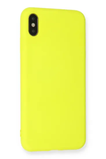 Newface iPhone XS Max Kılıf Nano içi Kadife Silikon - Sarı resmi