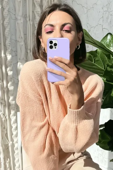 Newface iPhone 12 Pro Max Kılıf First Silikon - Mor resmi