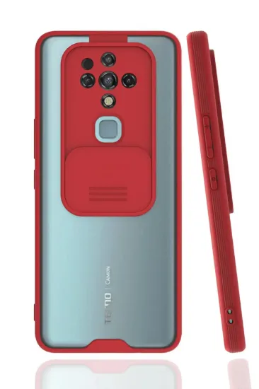 Newface Tecno Camon 16 Kılıf Platin Kamera Koruma Silikon - Kırmızı resmi