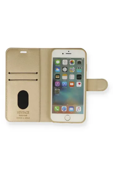 Newface iPhone 6 Kılıf Trend S Plus Kapaklı Kılıf - Gold resmi