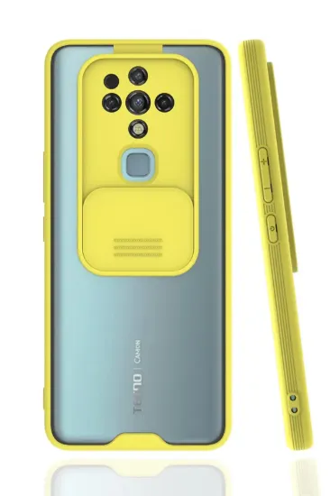 Newface Tecno Camon 16 Kılıf Platin Kamera Koruma Silikon - Sarı resmi