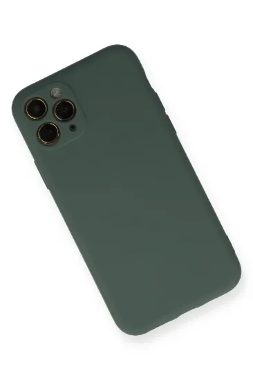 Newface iPhone 11 Pro Kılıf Nano içi Kadife Silikon - Koyu Yeşil resmi