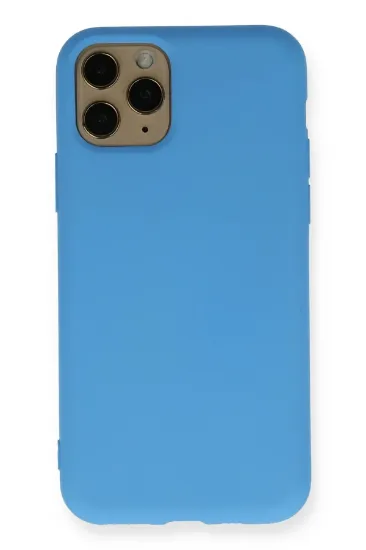 Newface iPhone 11 Pro Kılıf Nano içi Kadife Silikon - Mavi resmi