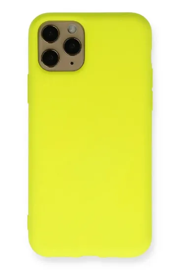 Newface iPhone 11 Pro Kılıf Nano içi Kadife Silikon - Sarı resmi