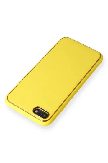 Newface iPhone 7 Kılıf Coco Deri Silikon Kapak - Sarı resmi
