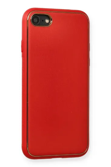 Newface iPhone 7 Kılıf Coco Deri Silikon Kapak - Kırmızı resmi