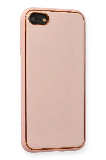 Newface iPhone 7 Kılıf Coco Deri Silikon Kapak - Pembe resmi