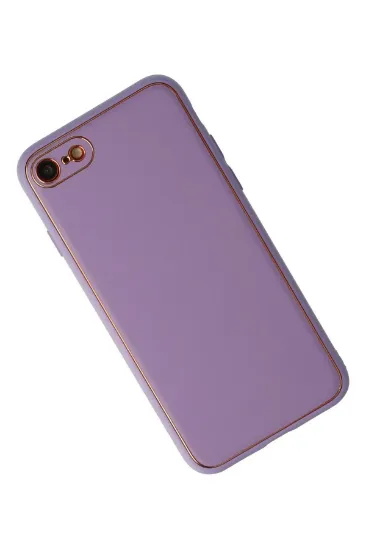 Newface iPhone 7 Kılıf Coco Deri Silikon Kapak - Lila resmi