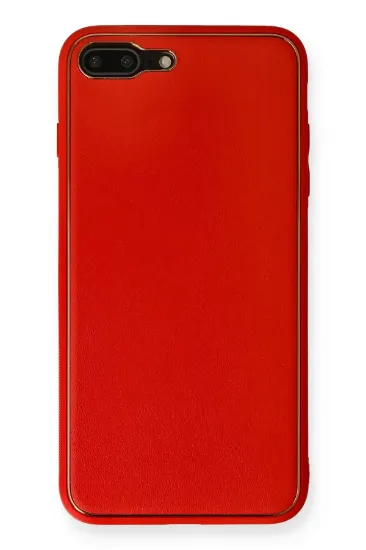 Newface iPhone 7 Plus Kılıf Coco Deri Silikon Kapak - Kırmızı resmi