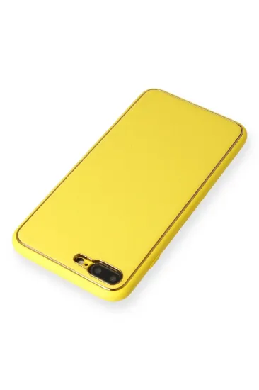 Newface iPhone 7 Plus Kılıf Coco Deri Silikon Kapak - Sarı resmi