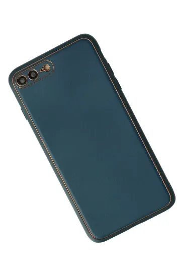 Newface iPhone 7 Plus Kılıf Coco Deri Silikon Kapak - Mavi resmi