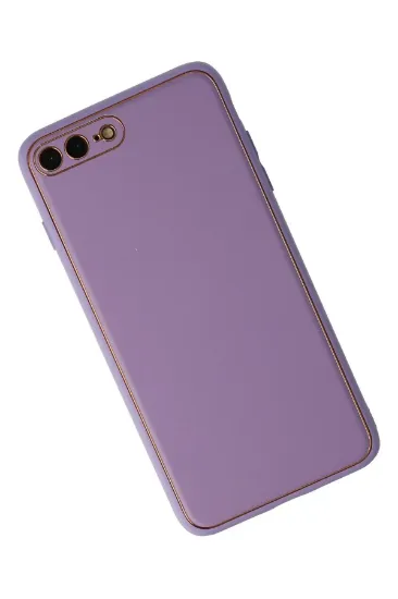 Newface iPhone 7 Plus Kılıf Coco Deri Silikon Kapak - Lila resmi