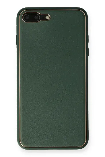 Newface iPhone 8 Plus Kılıf Coco Deri Silikon Kapak - Yeşil resmi