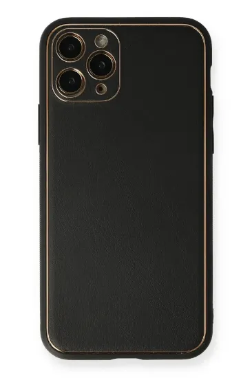 Newface iPhone 11 Pro Kılıf Coco Deri Silikon Kapak - Siyah resmi