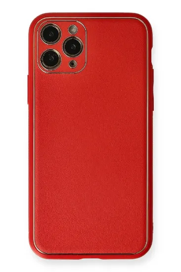 Newface iPhone 11 Pro Kılıf Coco Deri Silikon Kapak - Kırmızı resmi